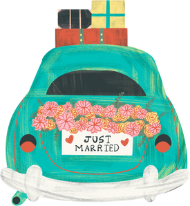 Textured Wedding Just Married Car Travel